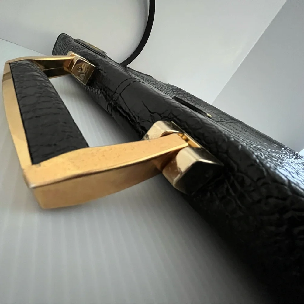 Vintage Genuine Reptile Embossed Patent Leather Small Briefcase/Shoulder Bag - Picture 16 of 16